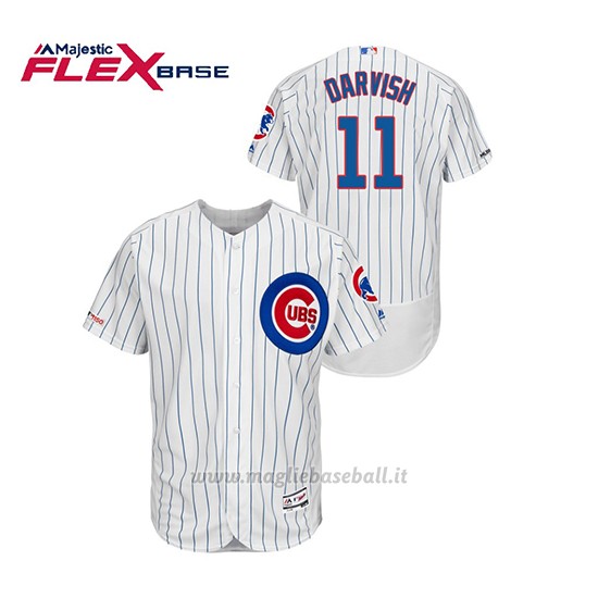 Maglia Baseball Uomo Chicago Cubs Yu Darvish 150th Aniversario Patch Autentico Flex Base Bianco Blu